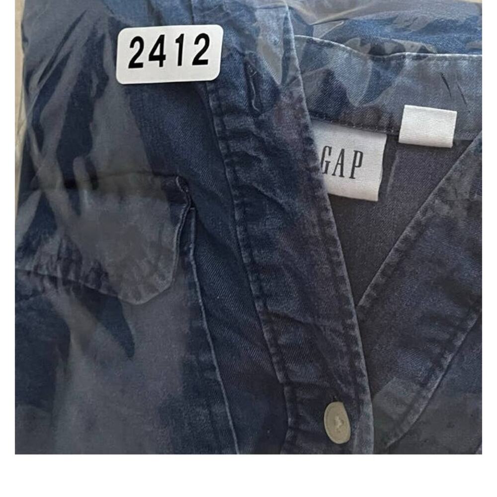 Gap Womens Small Blue Chambray L/S Button Front Shirt Dress Lyocell No Belt - Picture 10 of 10